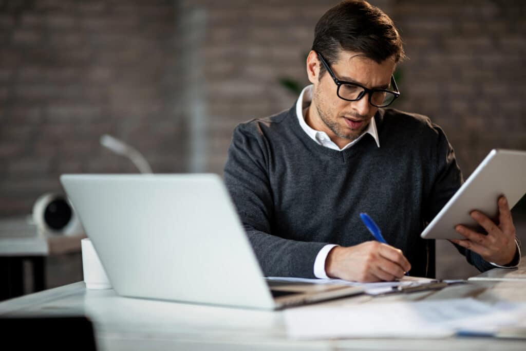 Man studying Microsoft Azure. 
