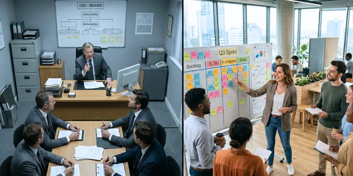 agile leadership vs hierarchical management