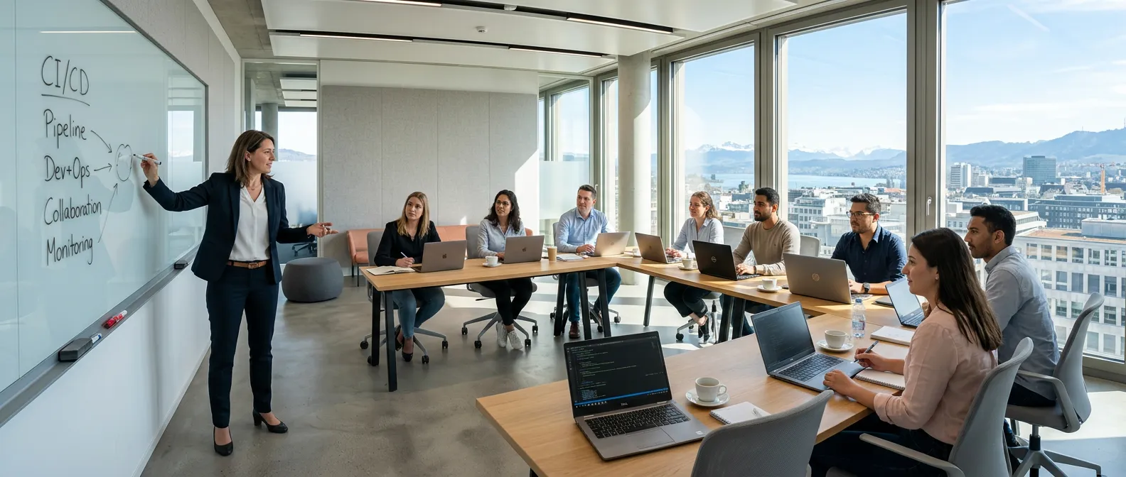 professionnel étudiant la certification az-400 sur un laptop dans un espace coworking