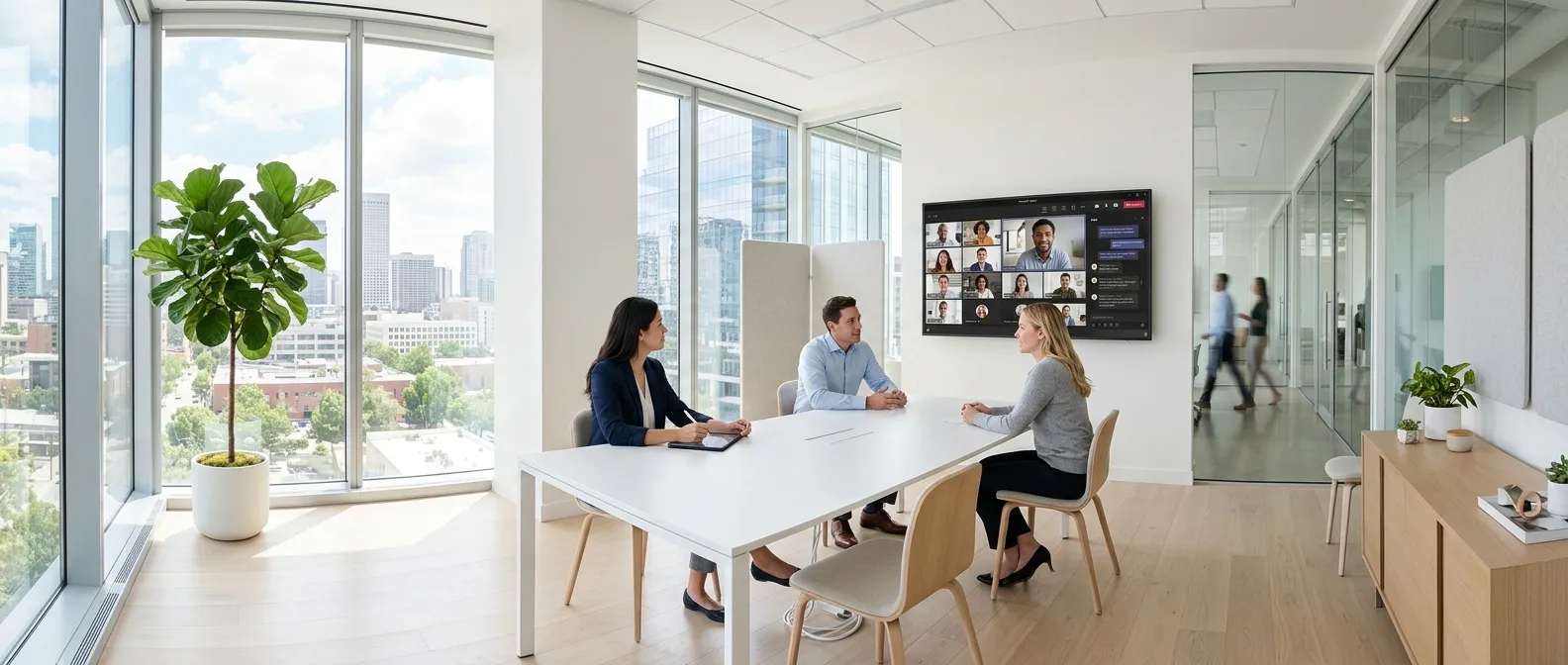 team in a teams meeting with copilot summary displayed