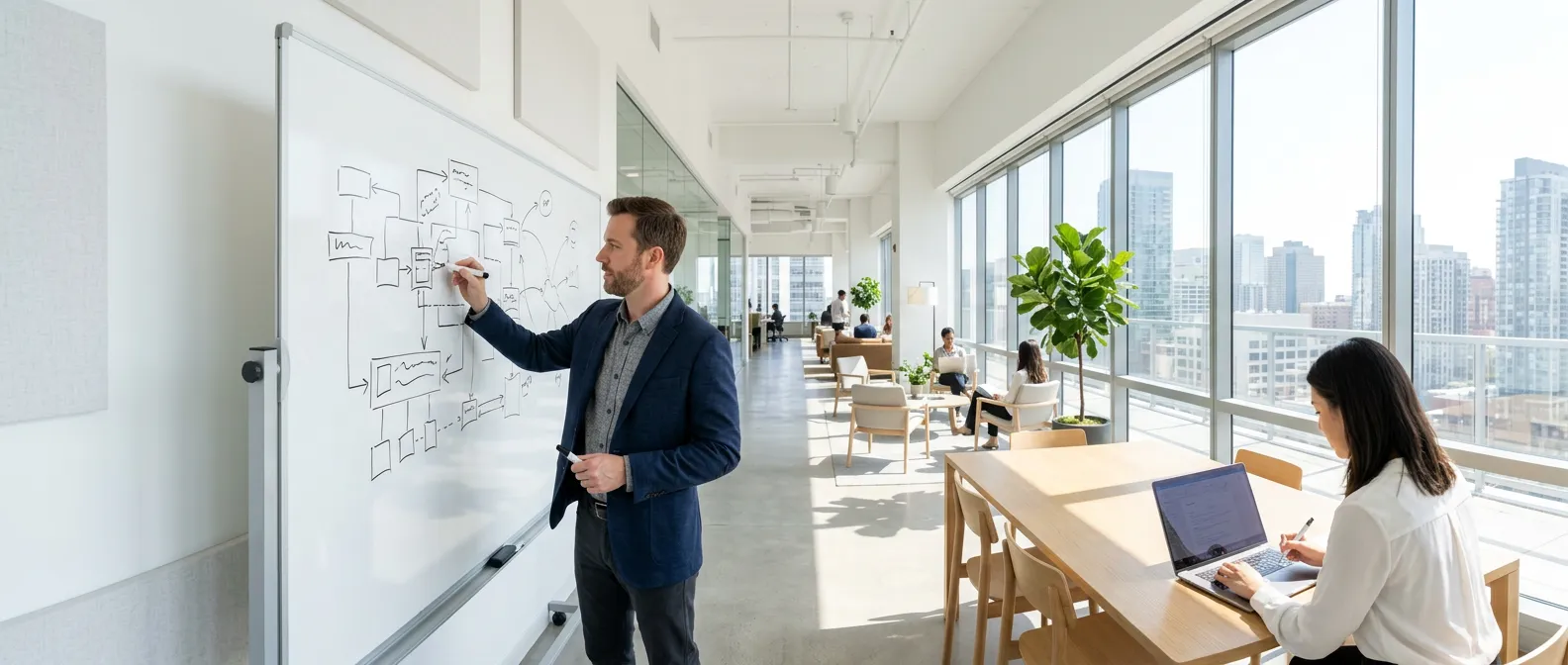 architecte it dessinant une architecture sharepoint hub sites
