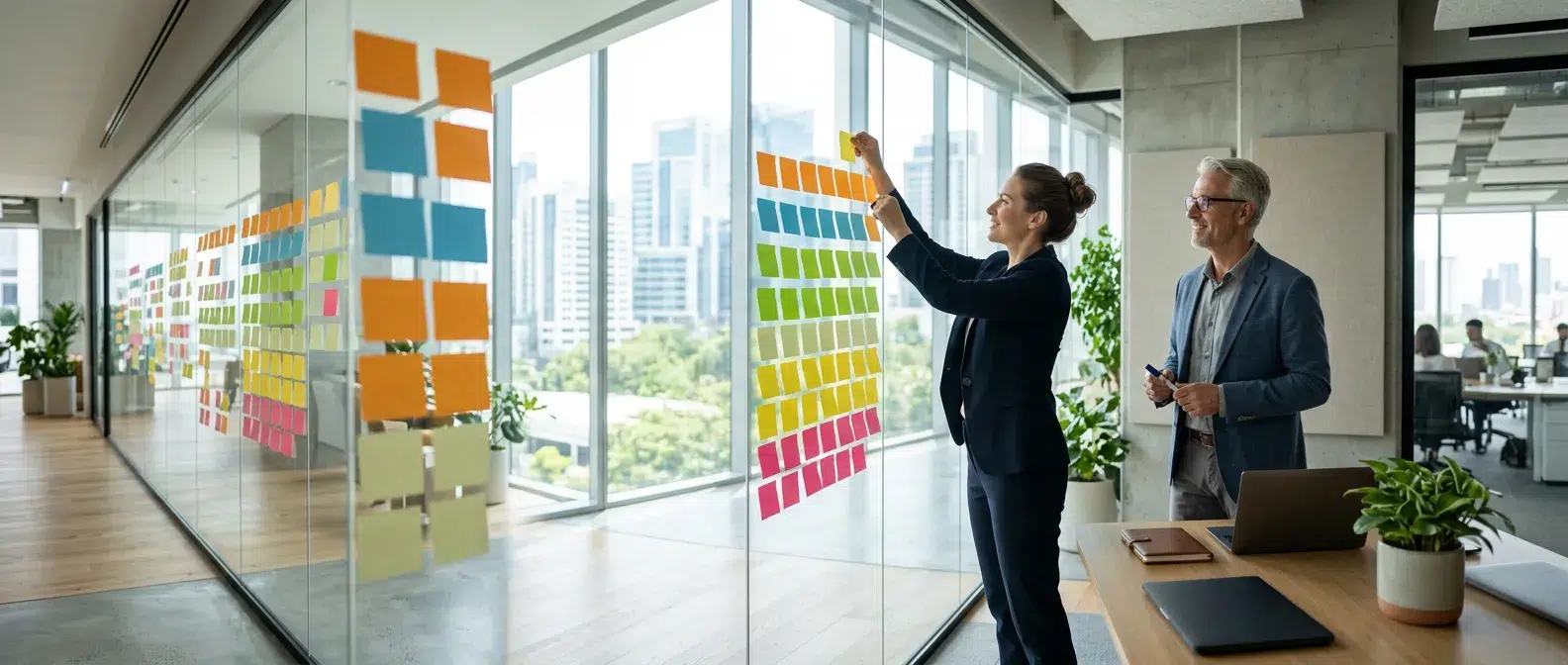 two professionals prioritising which processes to automate first