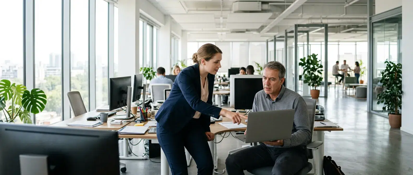 specialiste en securite analysant des alertes dans un bureau clair