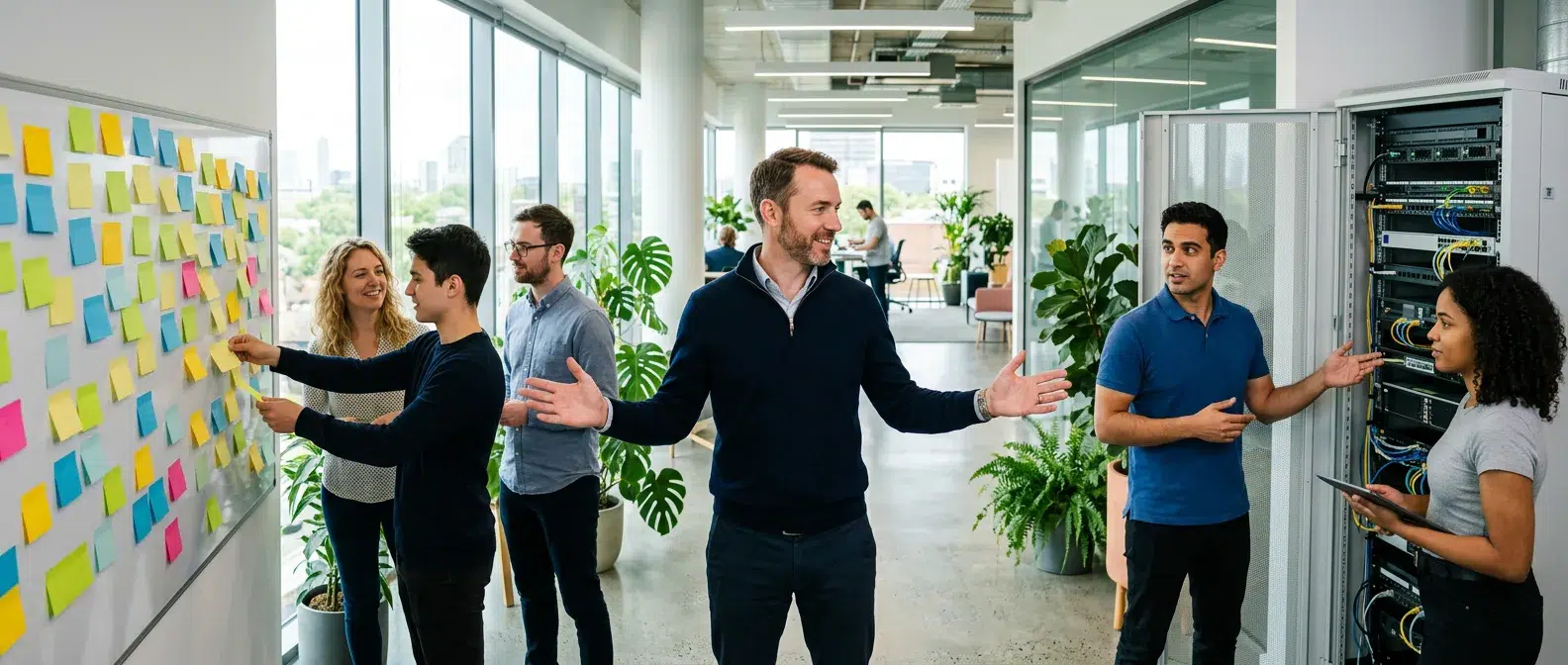chef de projet coordonnant une équipe agile et une équipe infrastructure